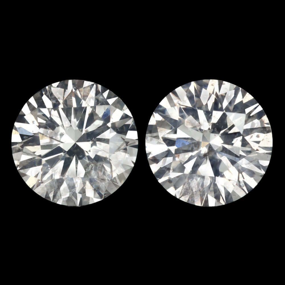 2.12ct VERY GOOD ROUND CUT DIAMOND STUD EARRING MATCHING PAIR NATURAL 2 CARAT