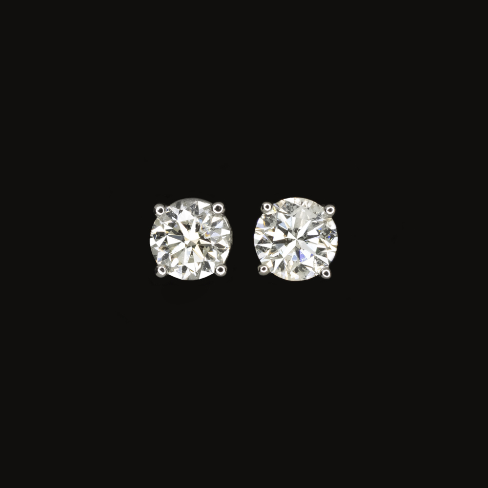 0.80ct NATURAL DIAMOND STUD EARRINGS ROUND BRILLIANT CUT 14k WHITE GOLD CLASSIC