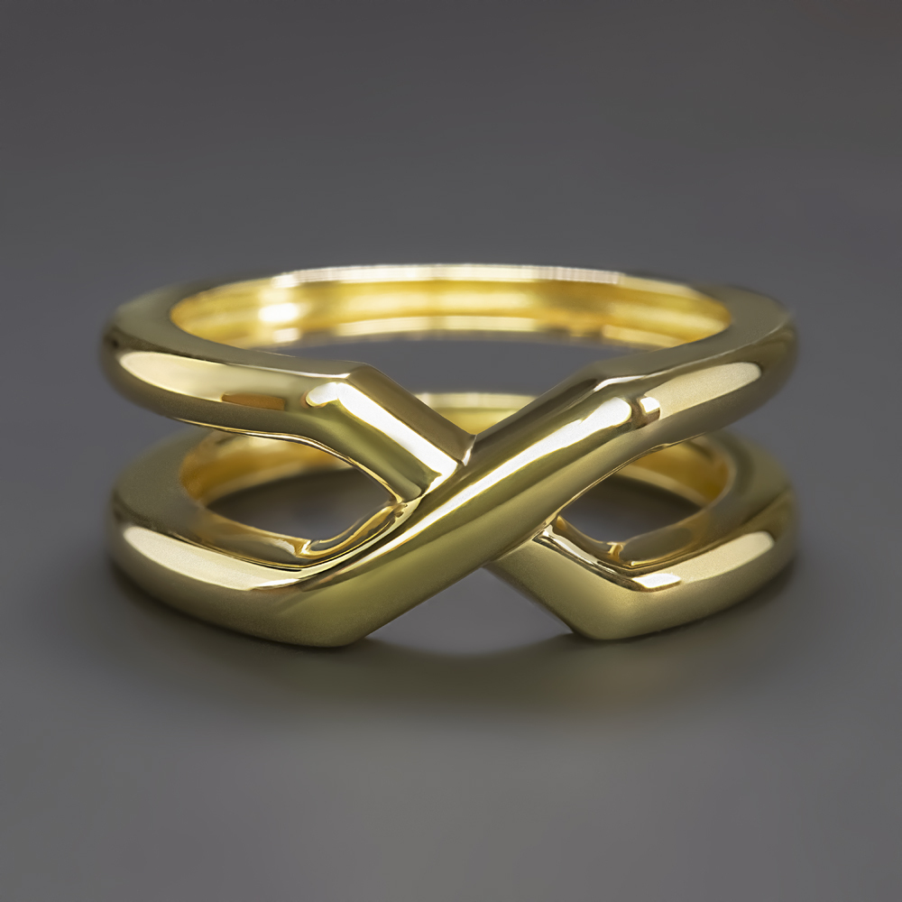 VINTAGE TIFFANY AND CO 18k YELLOW GOLD X RING 6.6 GRAM CRISS CROSS DOUBLE SHANK