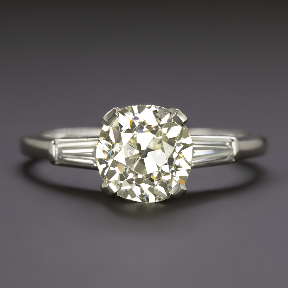 1.92ct VINTAGE DIAMOND ENGAGEMENT RING OLD MINE CUT PLATINUM ESTATE 2ct NATURAL