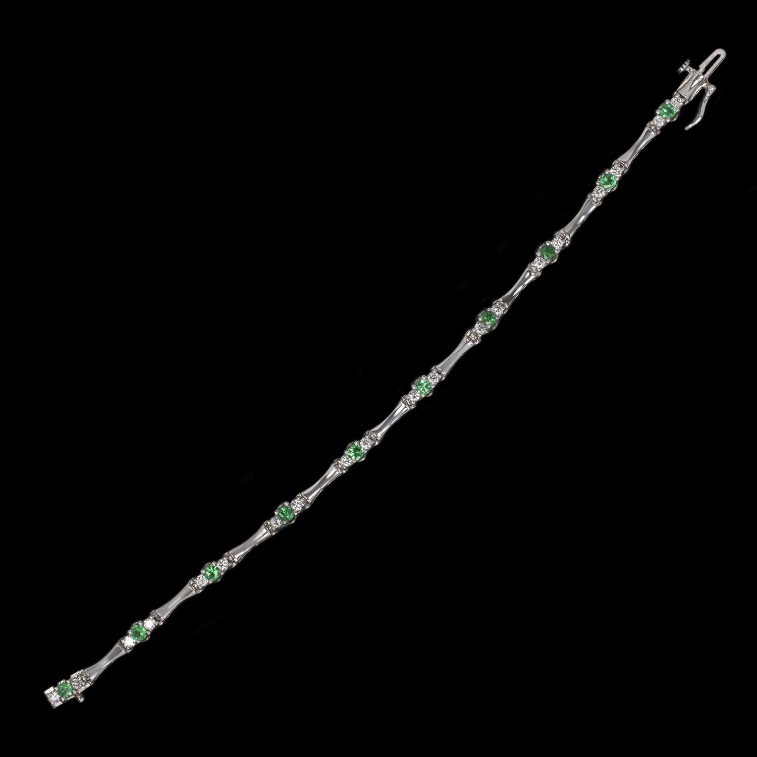 1.90ct EMERALD DIAMOND 14k WHITE GOLD BRACELET NATURAL CLASSIC GIFT GREEN