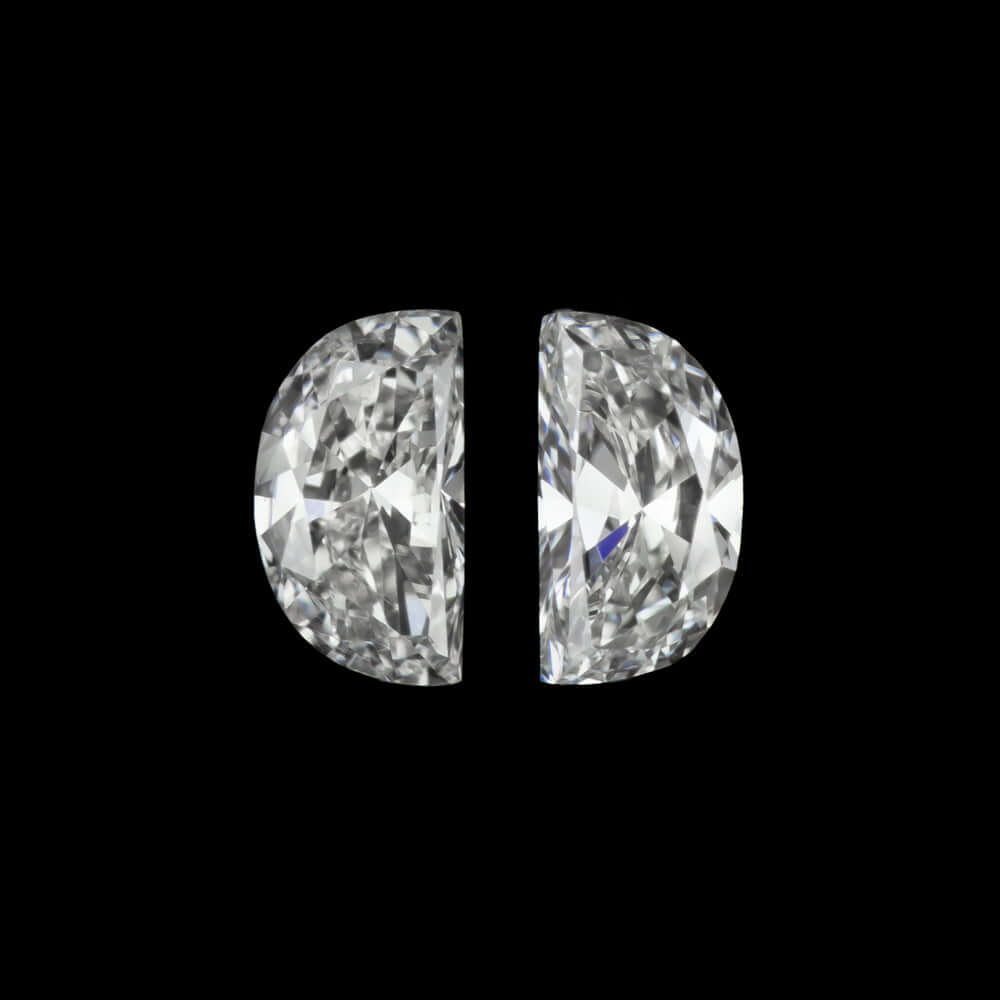 LAB CREATED DIAMOND MATCHING PAIR 1/4ct HALF MOON SHAPE CUT LOOSE ACCENT STONES