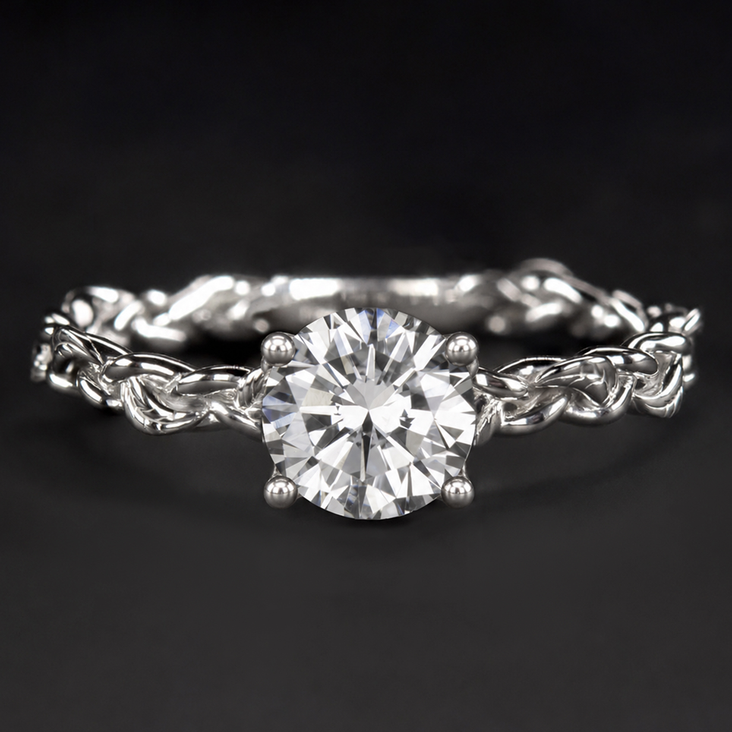 GIA CERTIFIED DIAMOND 0.70ct F VS1 ENGAGEMENT RING NATURAL SOLITAIRE TWIST VINE