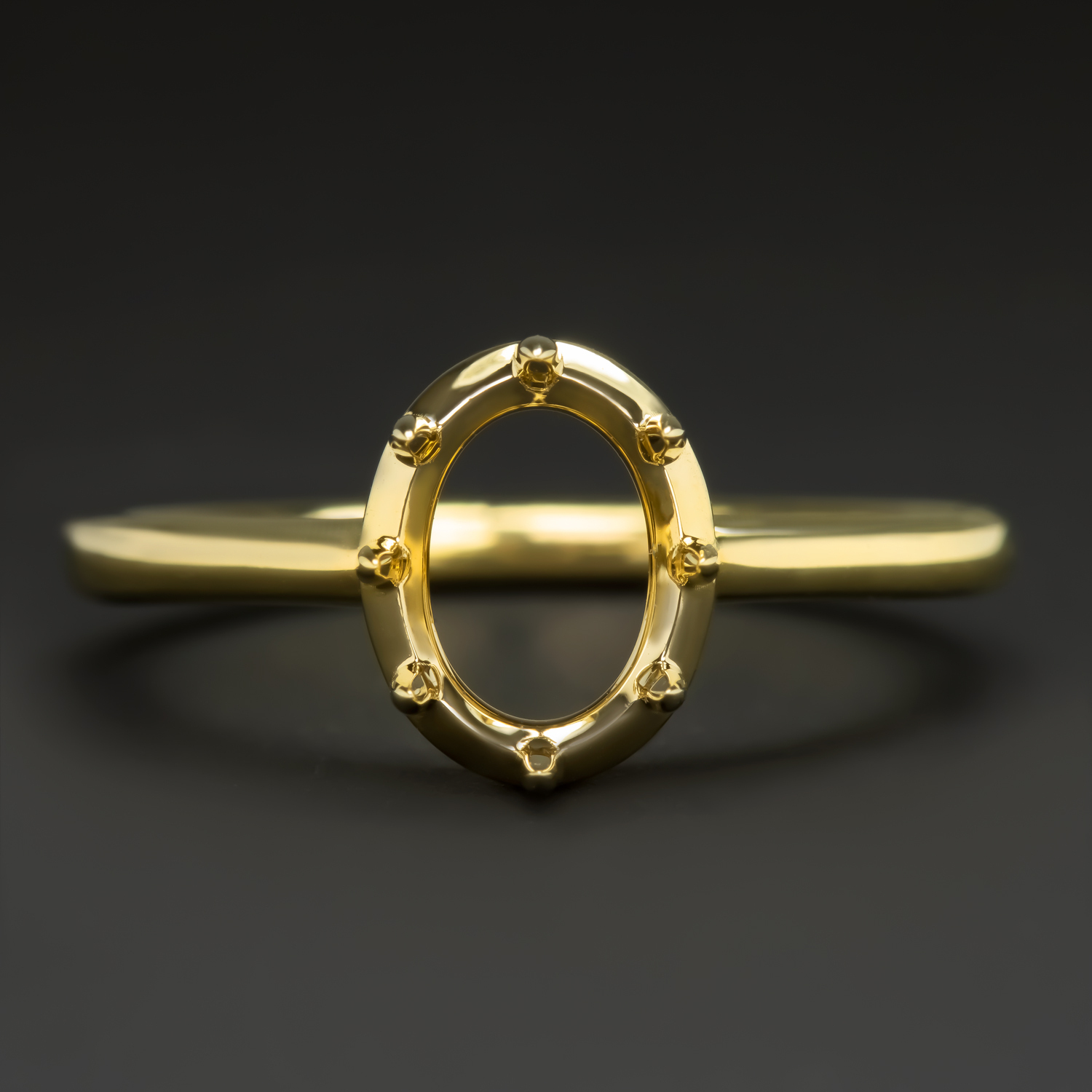 ANTIQUE STYLE OVAL ENGAGEMENT RING SETTING 10k GOLD BUTTON BACK COLLET SOLITAIRE