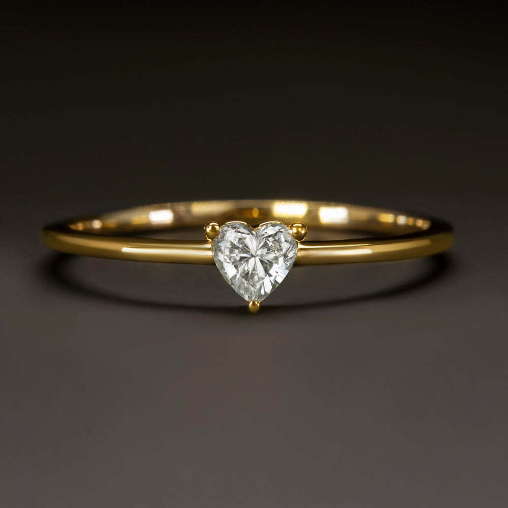 HEART SHAPE NATURAL DIAMOND SOLITAIRE RING PROMISE ENGAGEMENT 10k YELLOW GOLD