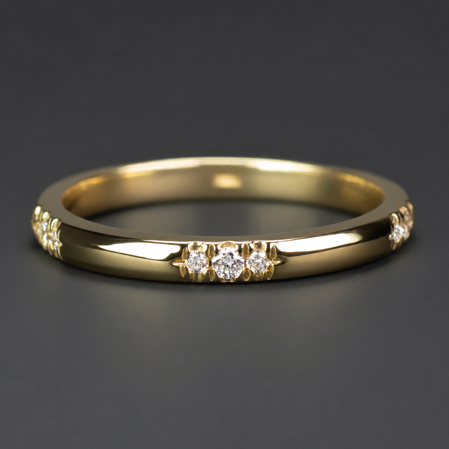 10k NATURAL ROUND DIAMOND ETERNITY WEDDING BAND GOLD STACKING RING CLASSIC TRIO